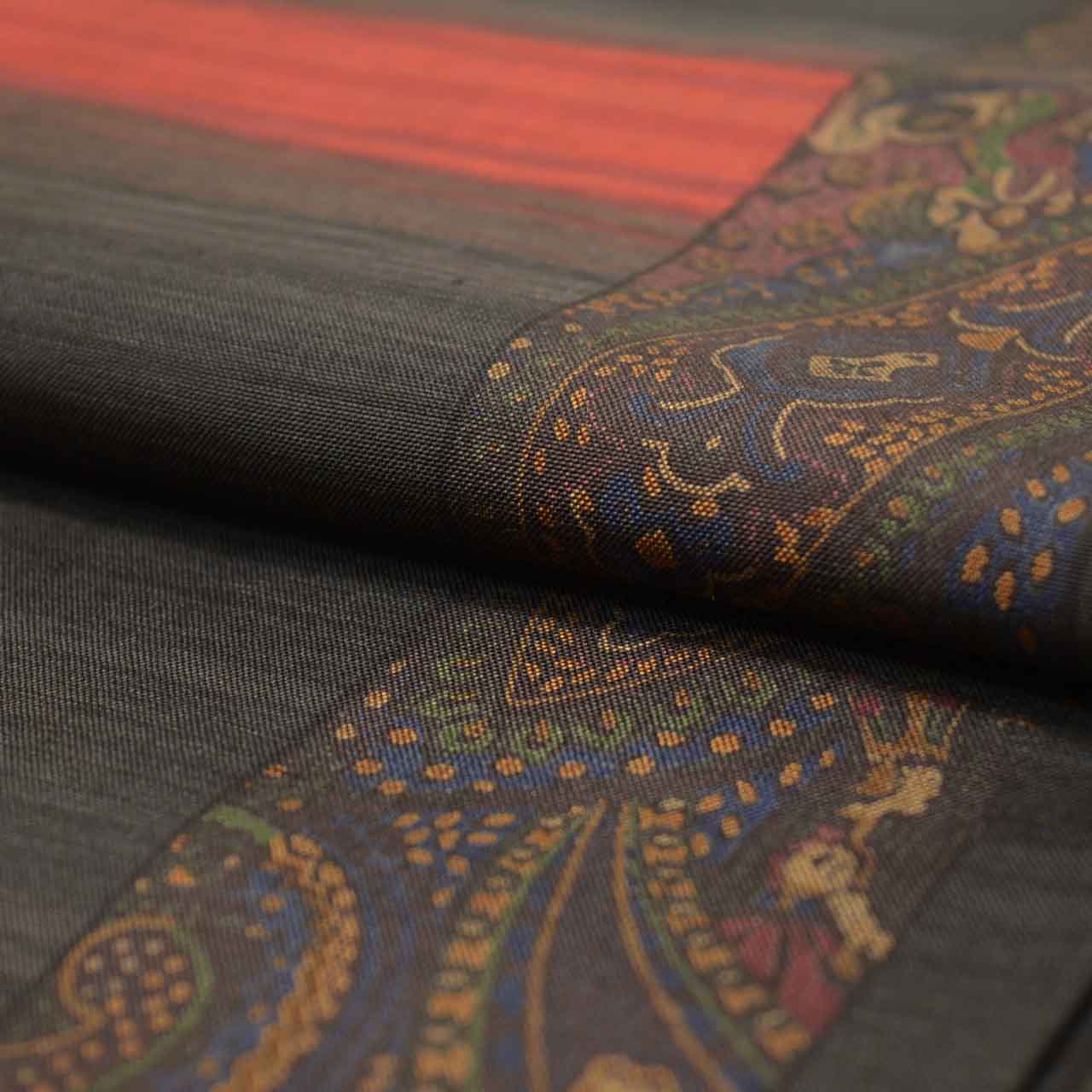 Vintage Japanese Kimono | Tsumugi | Black Silk | Paisley Pattern | Size M | Sustainable | uu1707b