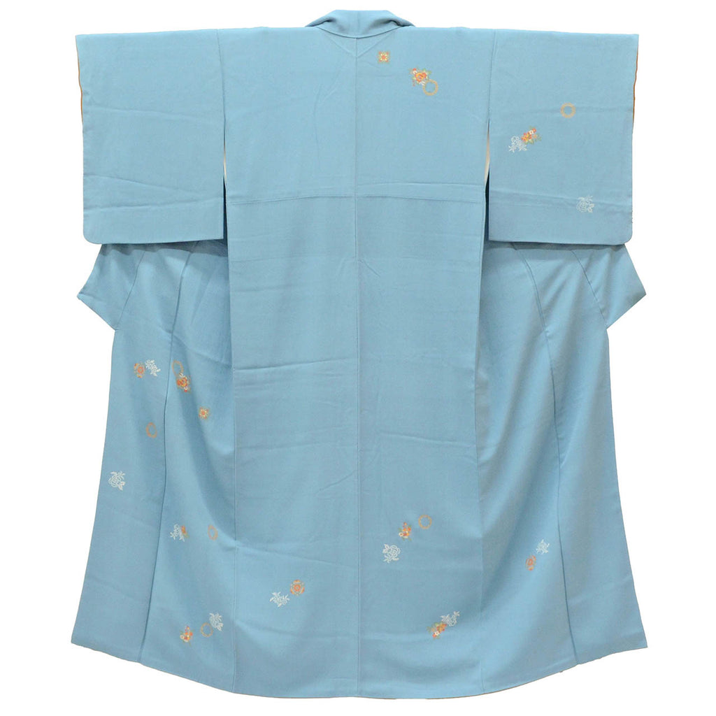 Vintage Japanese Kimono | Tsukesage | Blue Silk | Bokashi Floral | Petite Size S | Sustainable | uu1708b