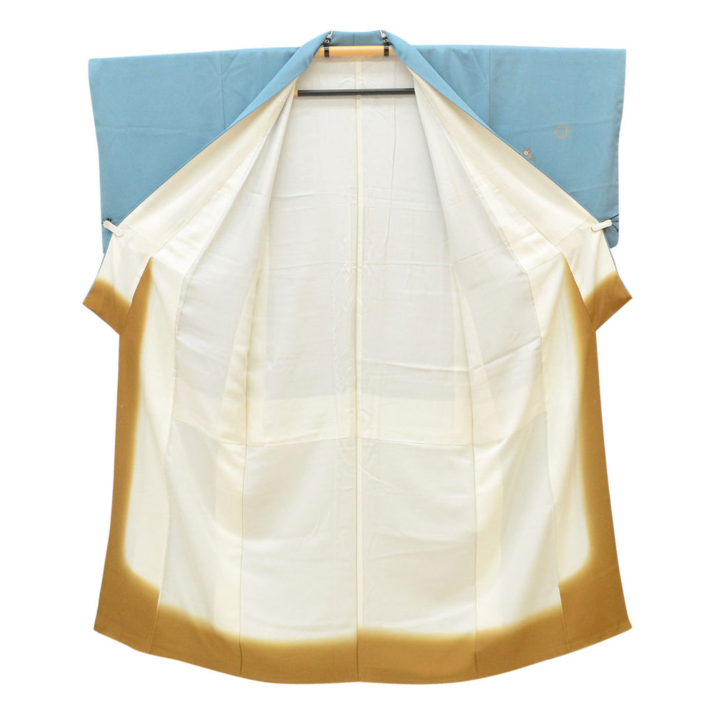 Vintage Japanese Kimono | Tsukesage | Blue Silk | Bokashi Floral | Petite Size S | Sustainable | uu1708b