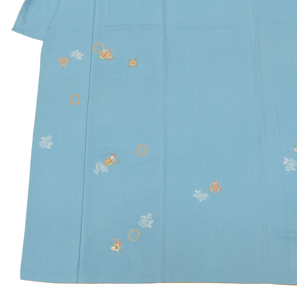 Vintage Japanese Kimono | Tsukesage | Blue Silk | Bokashi Floral | Petite Size S | Sustainable | uu1708b