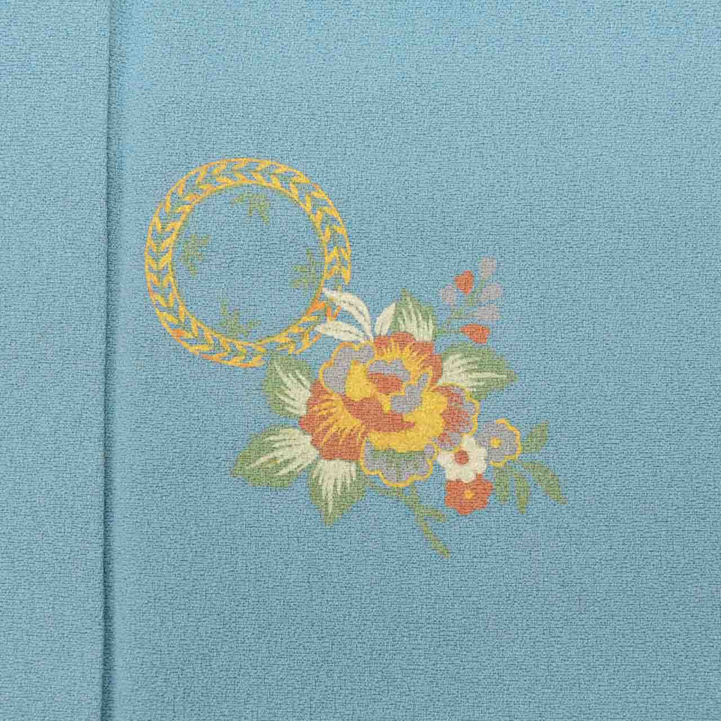 Vintage Japanese Kimono | Tsukesage | Blue Silk | Bokashi Floral | Petite Size S | Sustainable | uu1708b