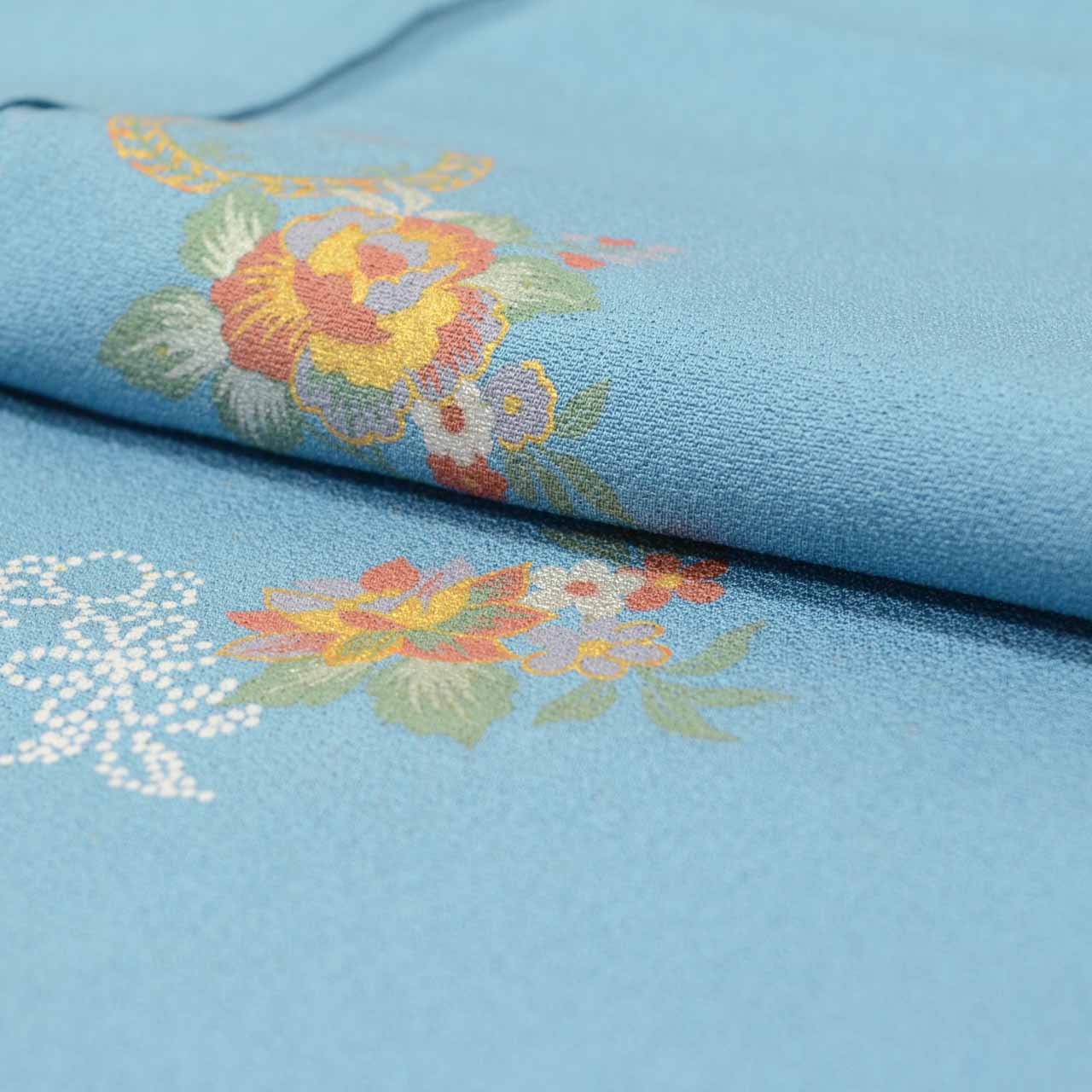 Vintage Japanese Kimono | Tsukesage | Blue Silk | Bokashi Floral | Petite Size S | Sustainable | uu1708b