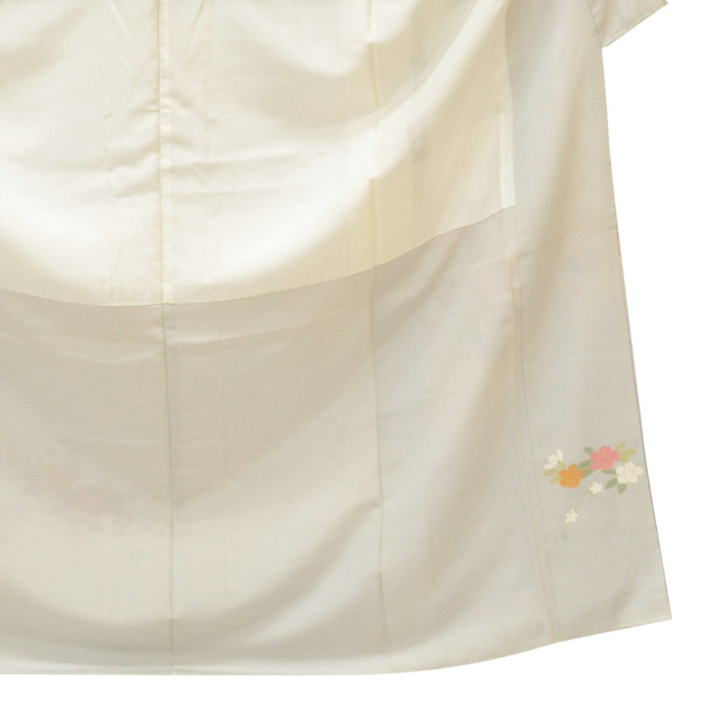 [Used] Recycled Kimono, Visiting Kimono, Pure Silk, Size L (Slightly Plus Size L), Excellent Condition, Length 163.5cm (64.4in), Sleeve Length 66.5cm (26.2in), Lined, Ready-made, Signed, Kaga Yuzen, Artist's Work, Gray, Autumn Flowers, Reused uu1719b 