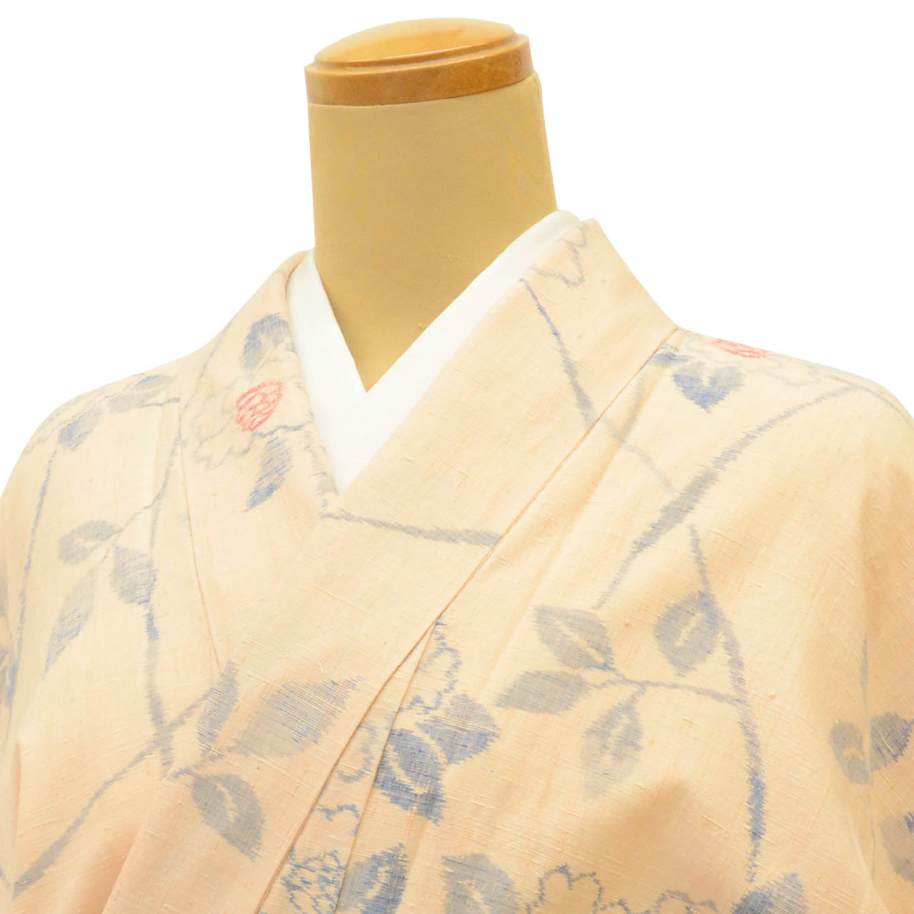 Vintage Japanese Kimono | Ojiya Tsumugi | Orange Silk | Camellia Pattern | Unused | Size M | Sustainable | uu1727b