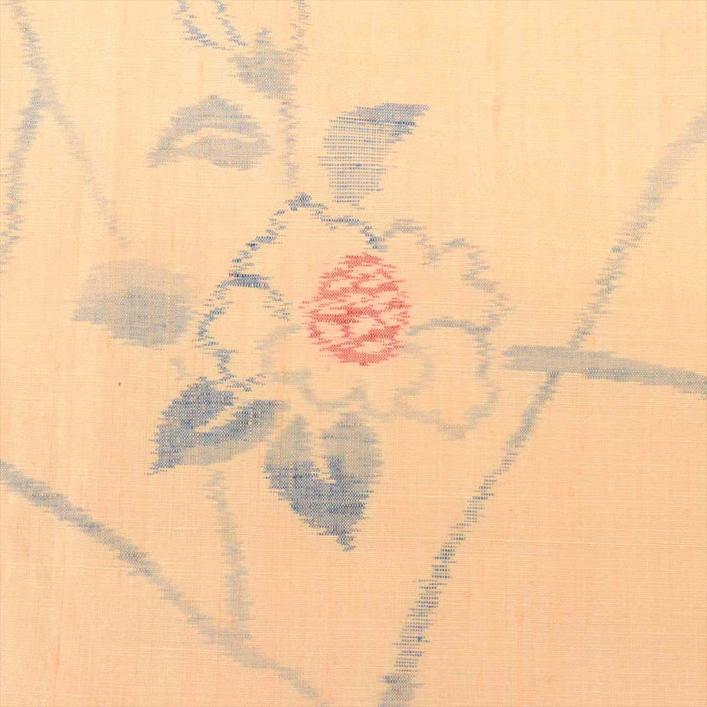 Vintage Japanese Kimono | Ojiya Tsumugi | Orange Silk | Camellia Pattern | Unused | Size M | Sustainable | uu1727b
