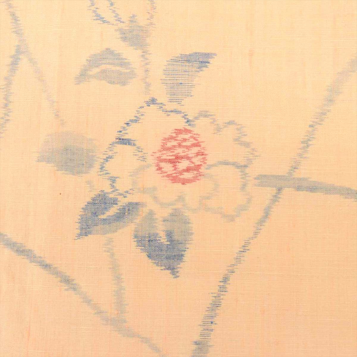 Vintage Japanese Kimono | Ojiya Tsumugi | Orange Silk | Camellia Pattern | Unused | Size M | Sustainable | uu1727b