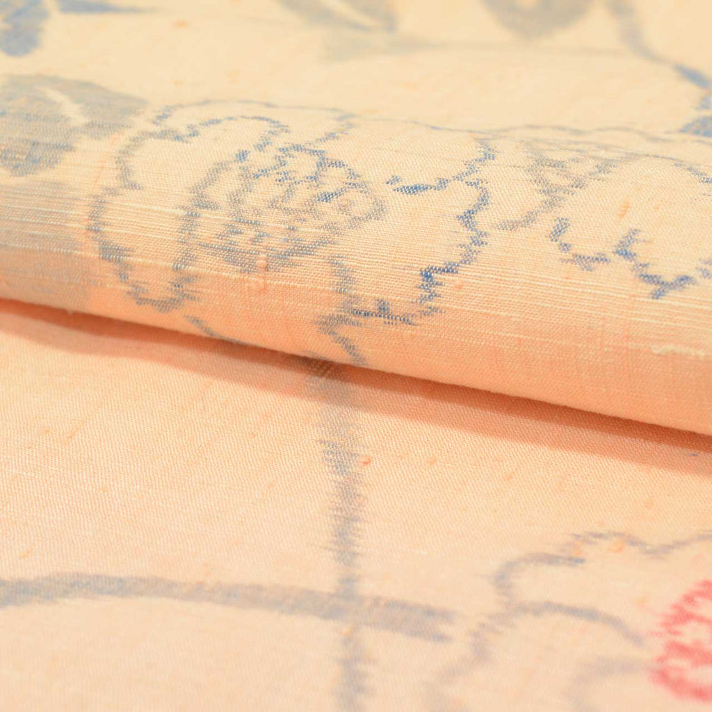 Vintage Japanese Kimono | Ojiya Tsumugi | Orange Silk | Camellia Pattern | Unused | Size M | Sustainable | uu1727b