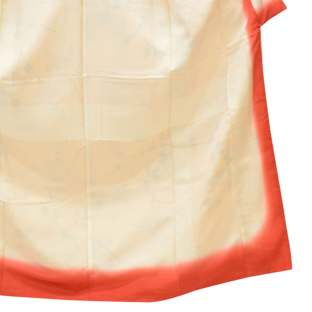 Vintage Japanese Kimono | Ojiya Tsumugi | Orange Silk | Camellia Pattern | Unused | Size M | Sustainable | uu1727b