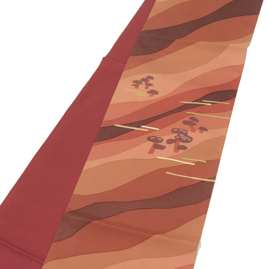 Vintage Japanese Obi | Sha-re Fukuro Obi | Silk Habutae | Pine | Dye-painted | Casual | Sustainable | uu1730b