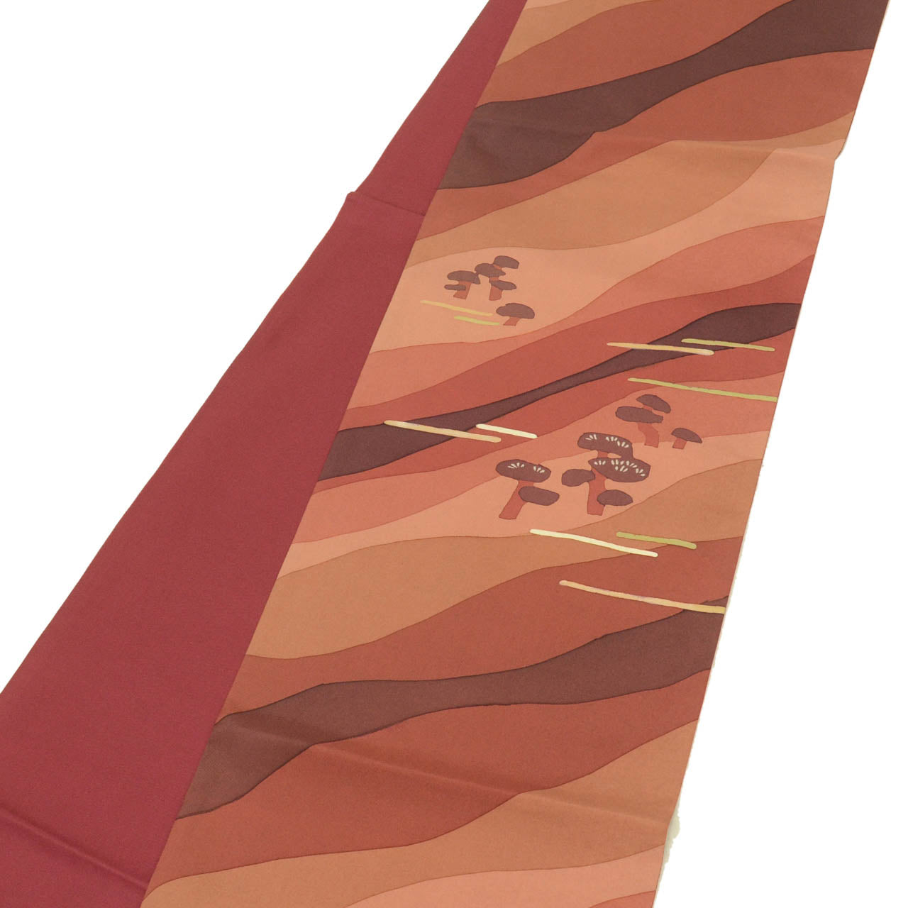 Vintage Japanese Obi | Sha-re Fukuro Obi | Silk Habutae | Pine | Dye-painted | Casual | Sustainable | uu1730b