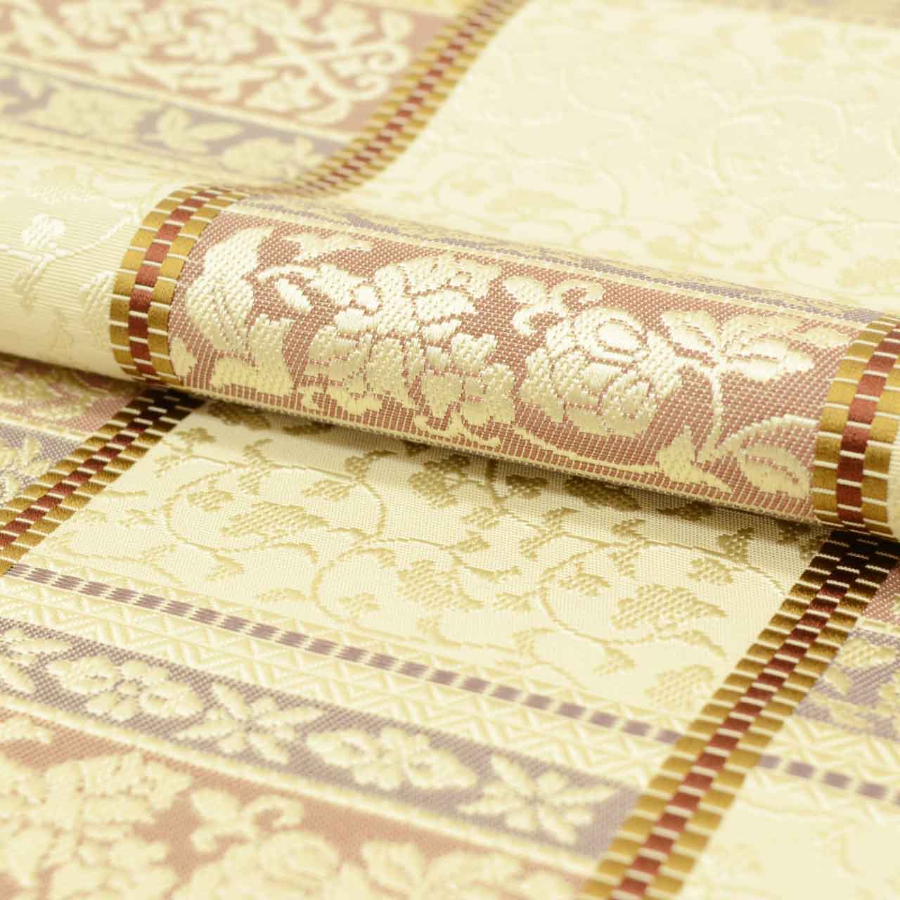Vintage Japanese Obi | Nagoya Obi | Beige Silk | Floral Arabesque | Hakata-ori | Excellent | Sustainable | uu1736b