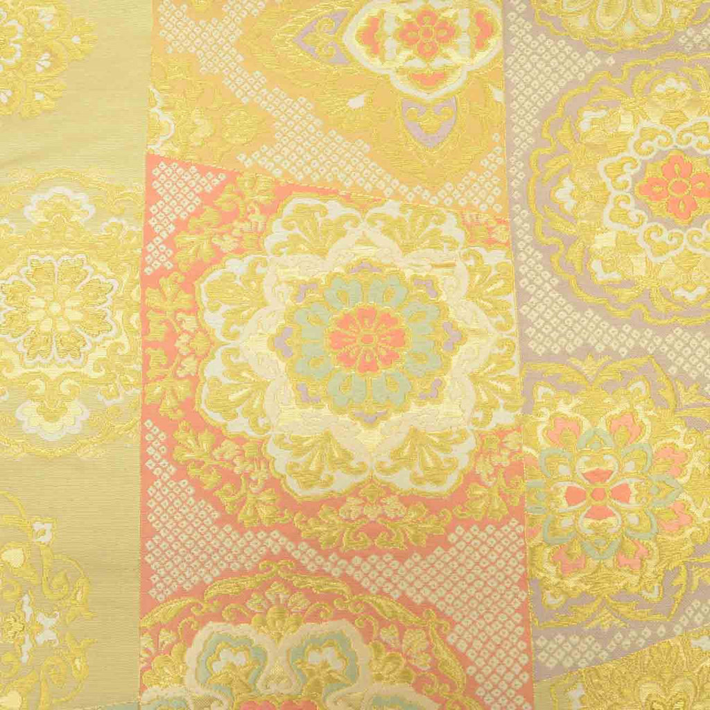 Vintage Japanese Obi | Fukuro Obi | Green Gold Silk | Floral | Kara-ori | Pearl-tone | Formal | Sustainable | uu1746b