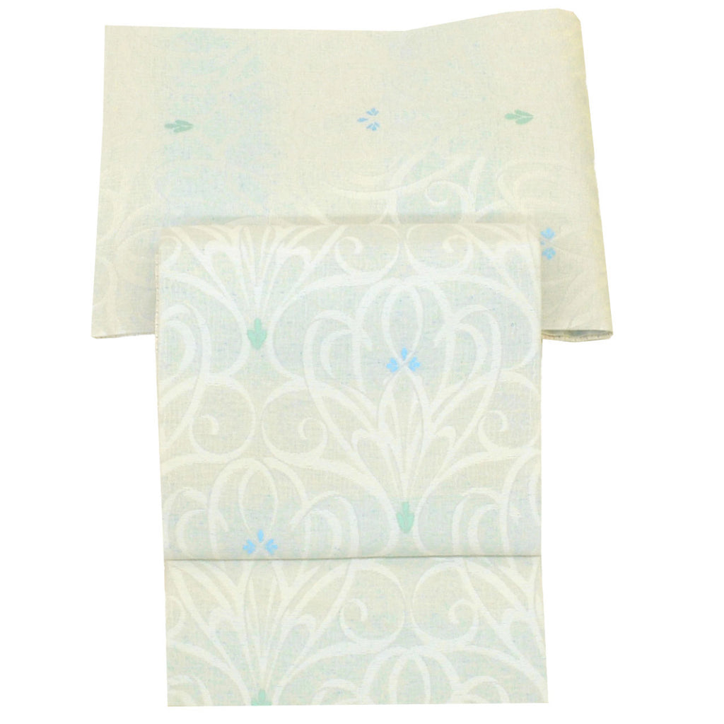 Vintage Japanese Obi | Summer Fukuro Obi | Blue Silk | Floral | Yamato | Excellent | Sustainable | uu1754b