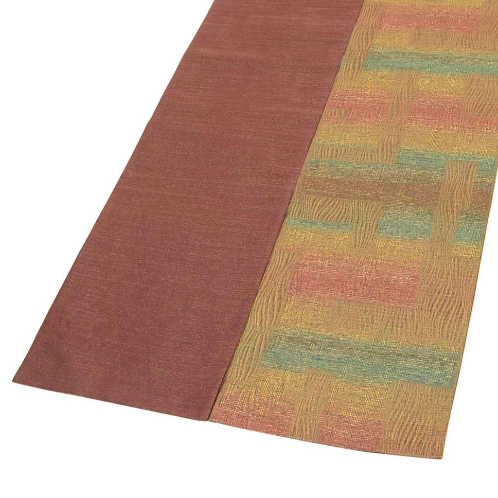 Vintage Japanese Obi | Fukuro Obi | Brown Silk | Geometric | Kawari-ori | Gold Thread | Excellent | Sustainable | Sustainable | uu1759b