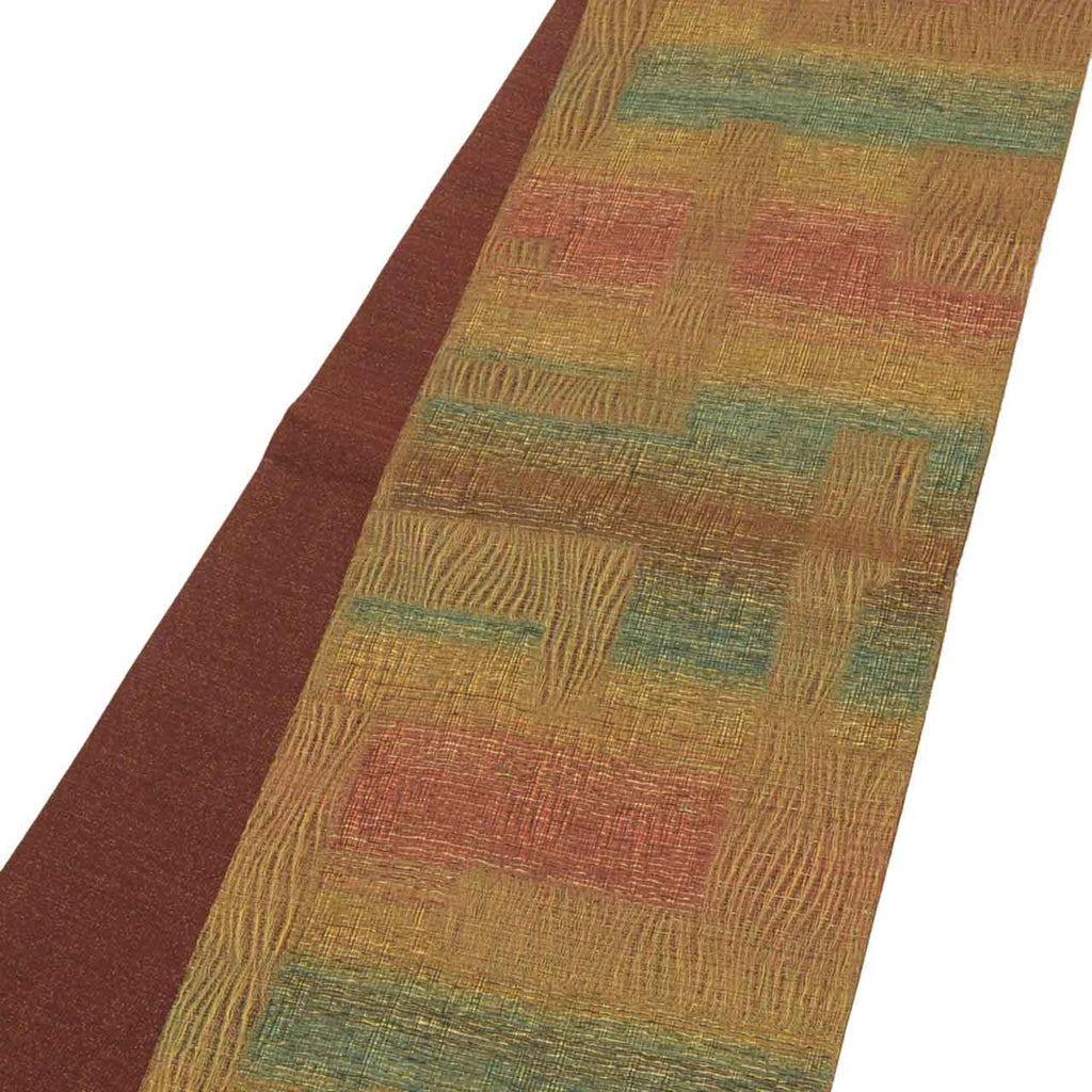 Vintage Japanese Obi | Fukuro Obi | Brown Silk | Geometric | Kawari-ori | Gold Thread | Excellent | Sustainable | Sustainable | uu1759b