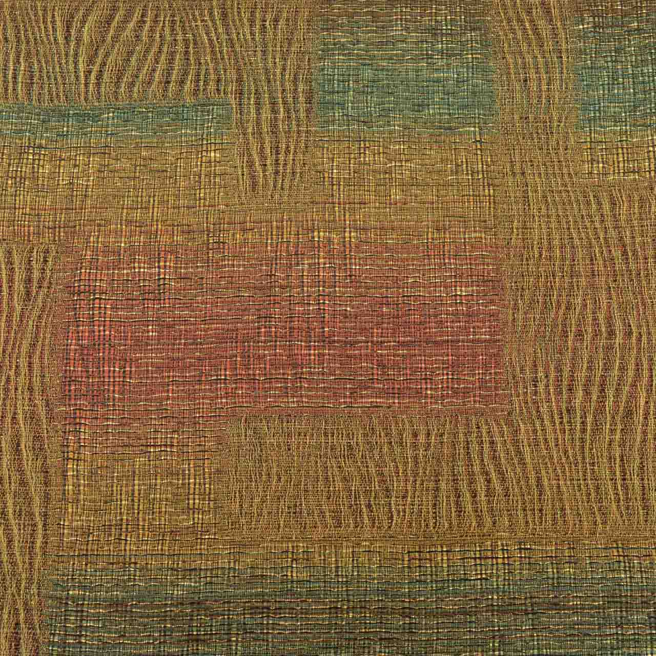 Vintage Japanese Obi | Fukuro Obi | Brown Silk | Geometric | Kawari-ori | Gold Thread | Excellent | Sustainable | Sustainable | uu1759b