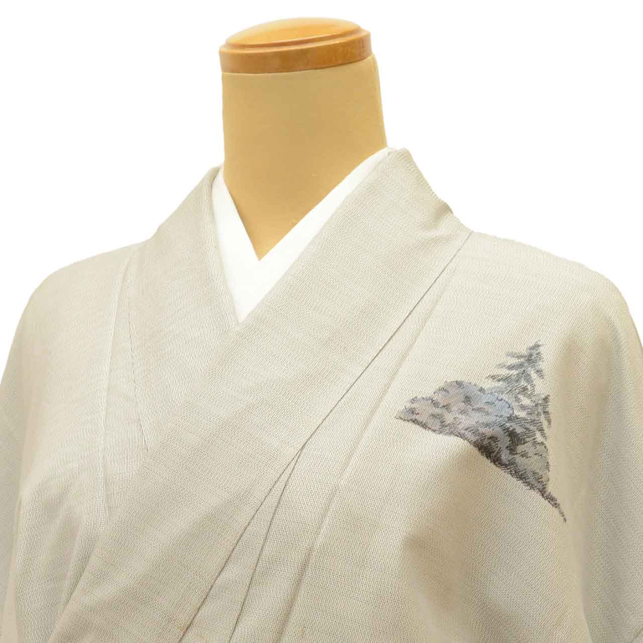 Vintage Japanese Kimono | Oshima Tsumugi | Gray Silk | Kinkakuji Golden Pavilion | Over-dyed | Artist Signed | Sustainable | uu1769b