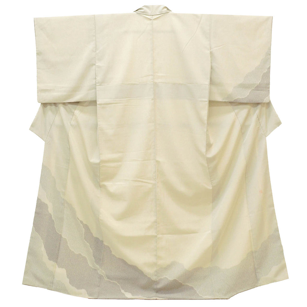 Vintage Japanese Kimono | Shiozawa Tsumugi | Gray Silk | Domyoji-dori | Tsukesage Pattern | Size M-L | Sustainable | Sustainable | uu1770b