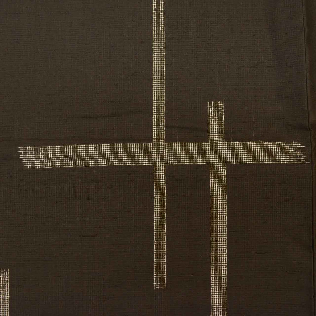 Vintage Japanese Kimono | Tsumugi | Brown Silk | Geometric Pattern | Size L | Sustainable | uu1780b