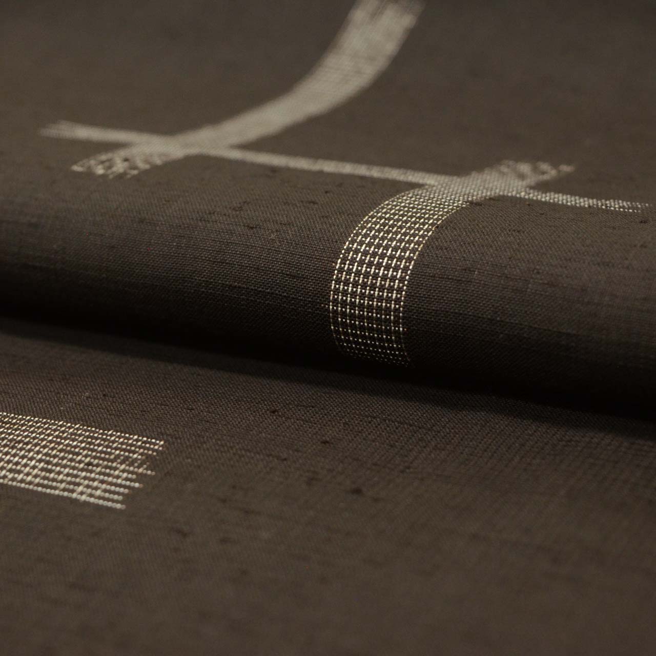 Vintage Japanese Kimono | Tsumugi | Brown Silk | Geometric Pattern | Size L | Sustainable | uu1780b