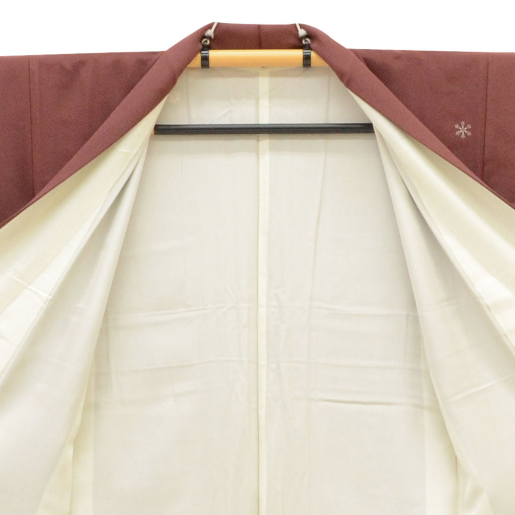 [Used] Recycled Kimono, Komon style, Pure Silk, Size M, Good Condition, Length 158.3cm (62.3in), Sleeve Length 64.3cm (25.3in), Lined, Ready-made, Brown with Snowflake Pattern, Reused uu1789b 