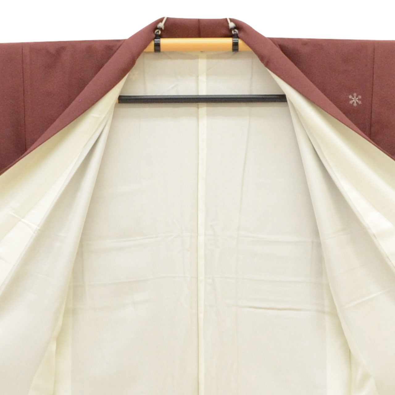 [Used] Recycled Kimono, Komon style, Pure Silk, Size M, Good Condition, Length 158.3cm (62.3in), Sleeve Length 64.3cm (25.3in), Lined, Ready-made, Brown with Snowflake Pattern, Reused uu1789b 