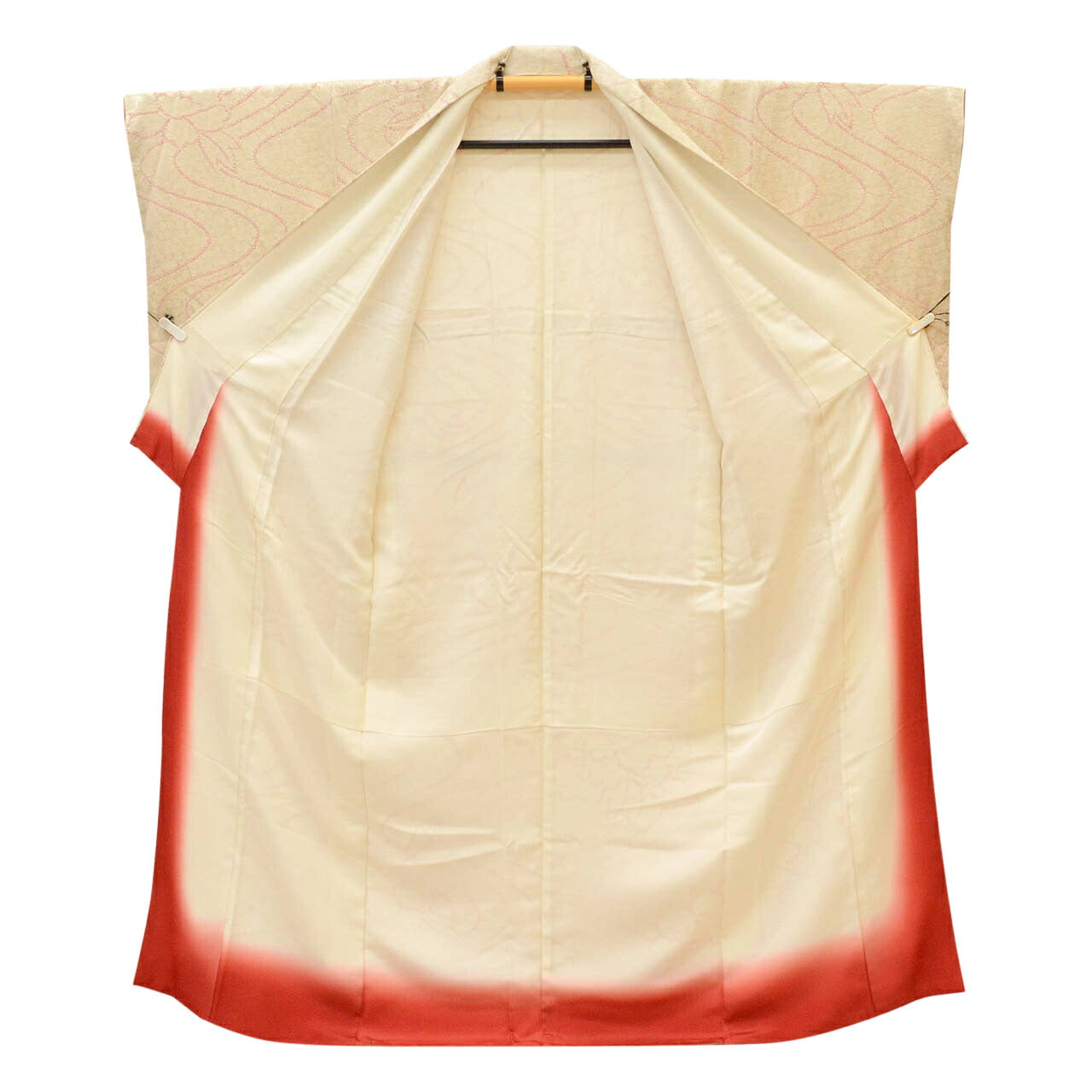 [Used] Recycled Kimono, Komon style, Pure Silk, Size M, Good Condition, Length 159.5cm (62.8in), Sleeve Length 65.5cm (25.8in), Lined, Ready-made, Shibori (tie-dye) pattern, White, Floral, Reused, uu1795b 