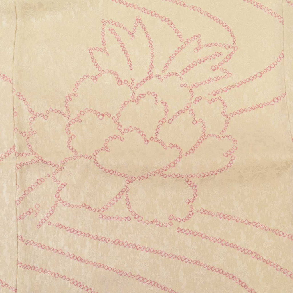 [Used] Recycled Kimono, Komon style, Pure Silk, Size M, Good Condition, Length 159.5cm (62.8in), Sleeve Length 65.5cm (25.8in), Lined, Ready-made, Shibori (tie-dye) pattern, White, Floral, Reused, uu1795b 