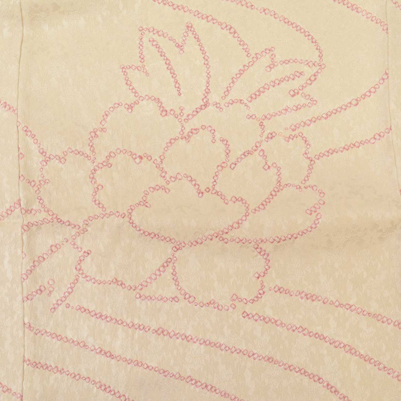 [Used] Recycled Kimono, Komon style, Pure Silk, Size M, Good Condition, Length 159.5cm (62.8in), Sleeve Length 65.5cm (25.8in), Lined, Ready-made, Shibori (tie-dye) pattern, White, Floral, Reused, uu1795b 