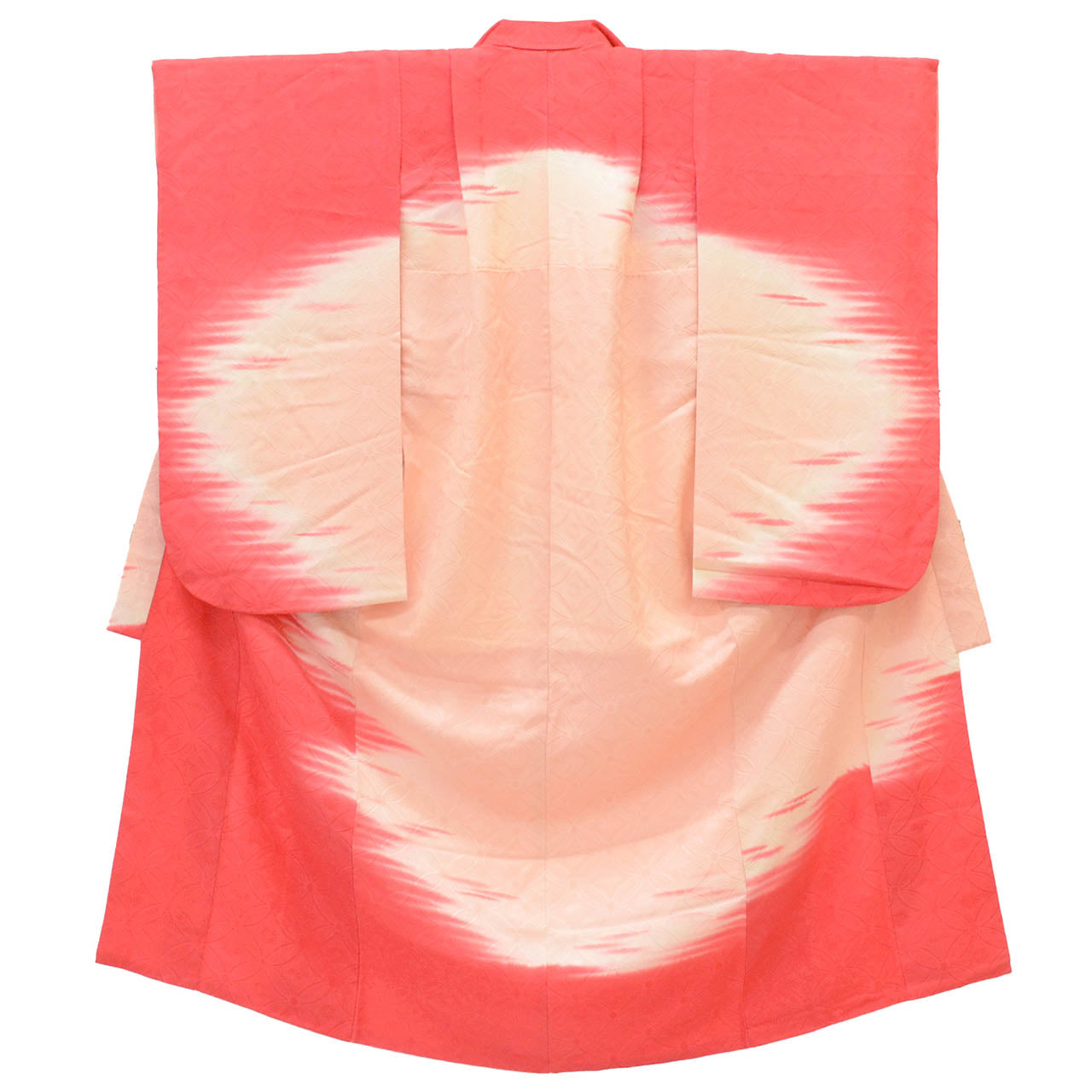 [Used] Recycled Kimono for Girls, Shichi-Go-San (7 years old), Single Kimono, Pure Silk, Ready-made, Sleeve Length 49.5cm (19.5in), Body Length 135.0cm (53.1in), Pink, Shippo (seven treasures) pattern, uu1800b 