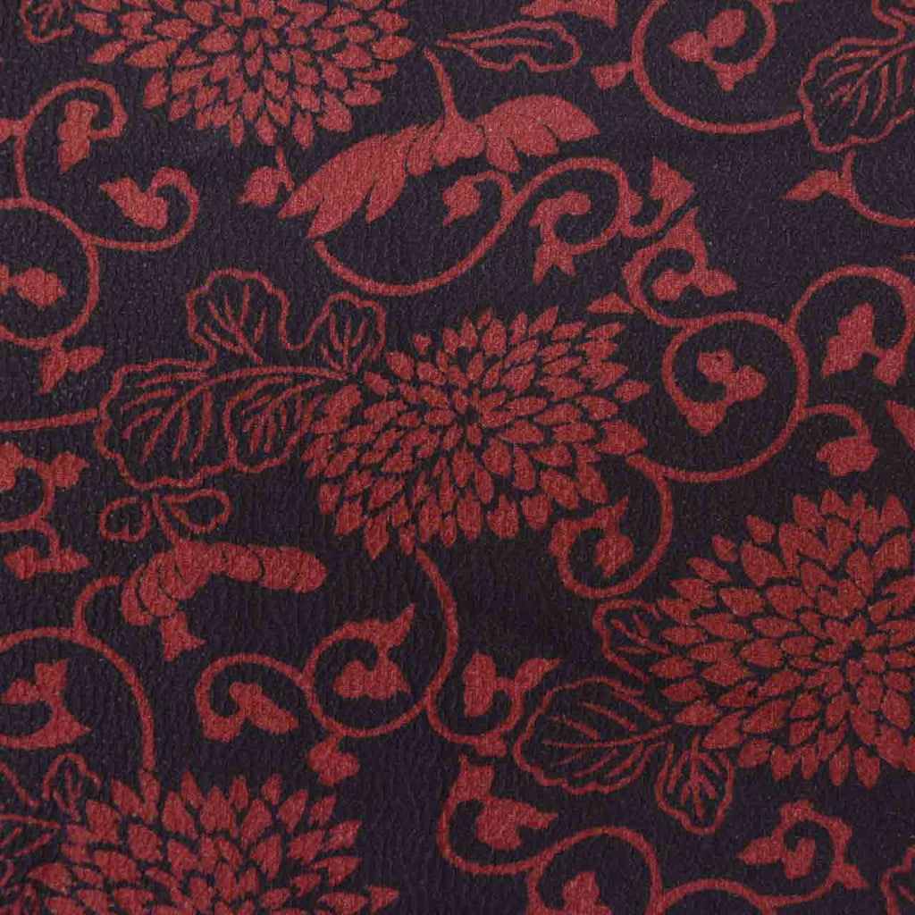 [Used] Long Haori (short jacket), pure silk, recycled haori, sleeve length 63.0cm (24.8in), body length 9.0cm (3.5in), navy blue, floral arabesque pattern, antique style, with haori cord uu1820b 
