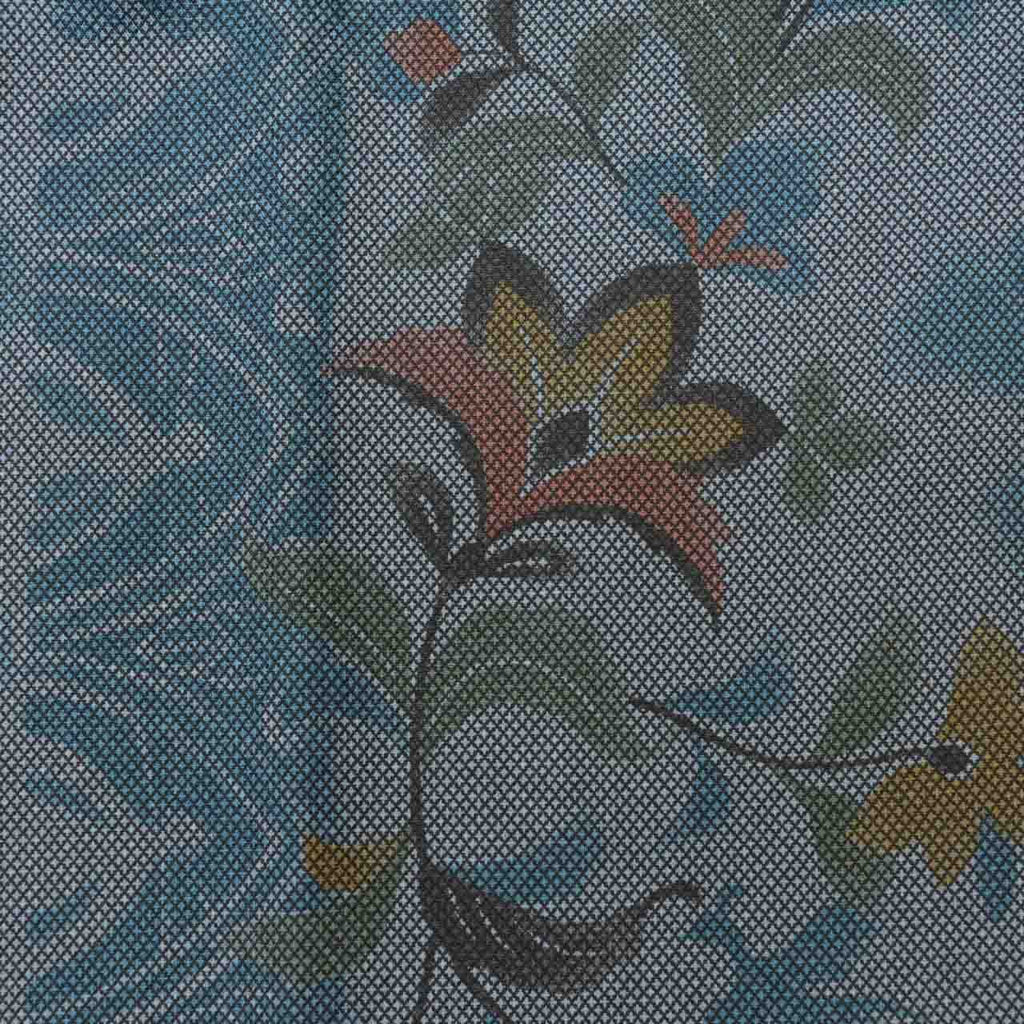Vintage Japanese Kimono | Michiyuki Coat | Gray Blue Synthetic | Floral | Reversible | Washable | Excellent | Sustainable | uu1827b