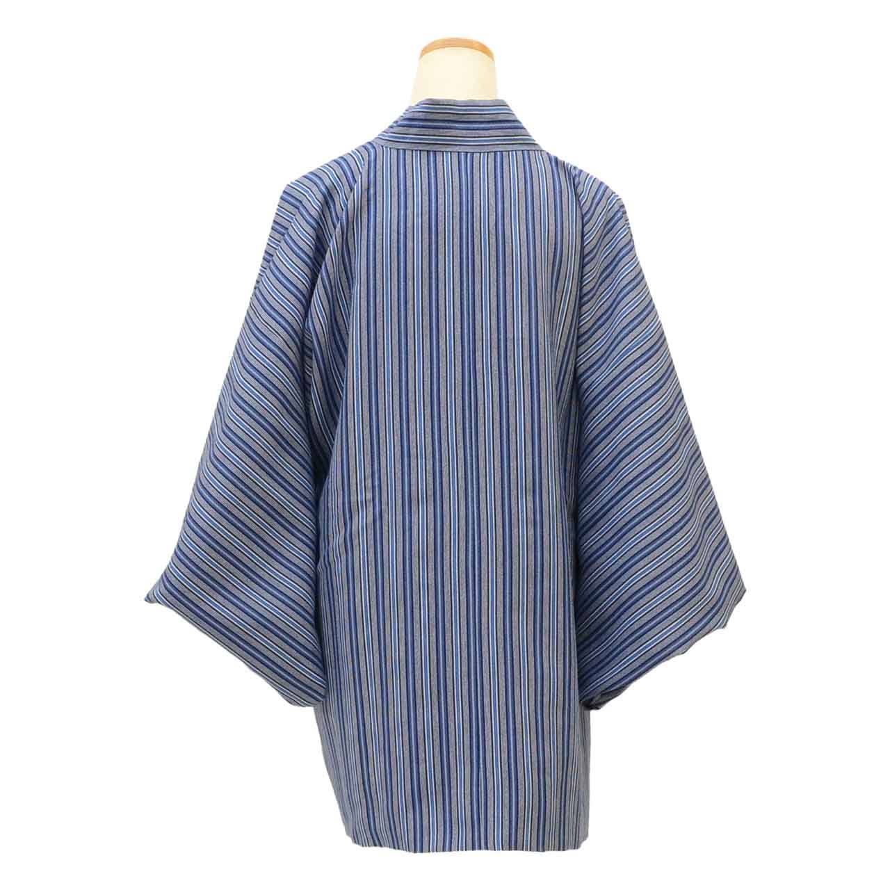 Vintage Japanese Kimono | Michiyuki Coat | Gray Blue Synthetic | Floral | Reversible | Washable | Excellent | Sustainable | uu1827b