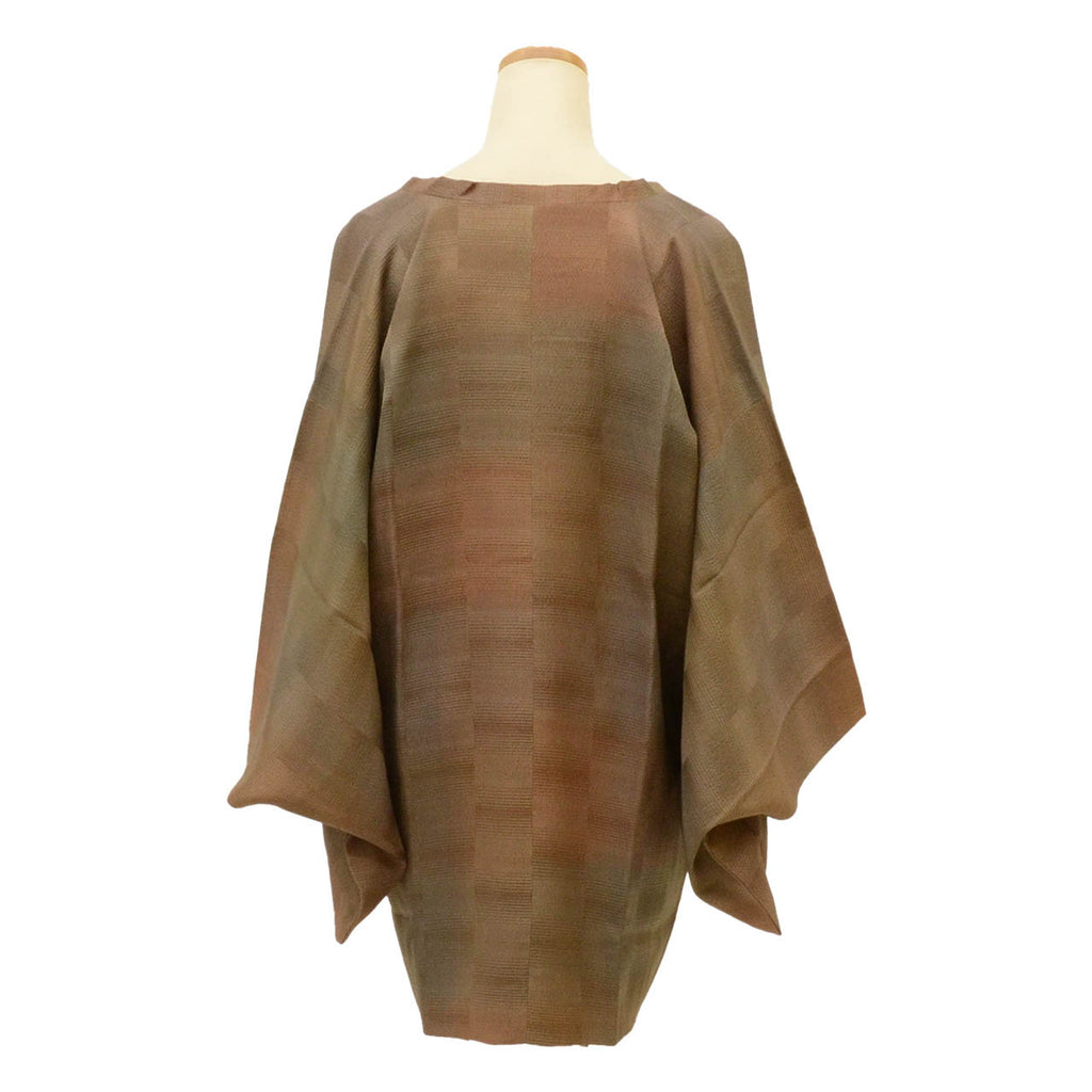 Vintage Japanese Kimono | Michiyuki Coat | Brown Silk | Lattice Pattern | Sustainable | uu1828b