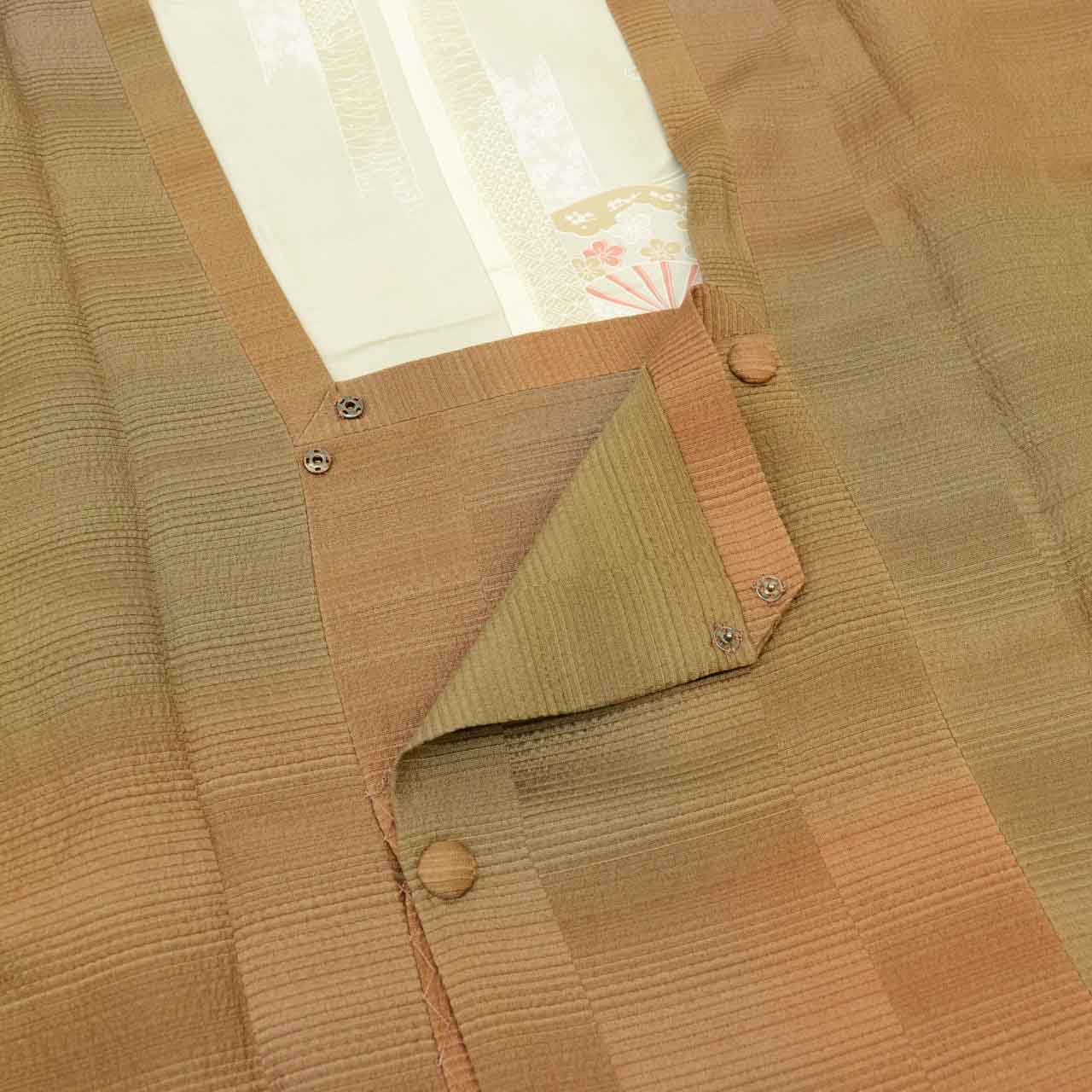 Vintage Japanese Kimono | Michiyuki Coat | Brown Silk | Lattice Pattern | Sustainable | uu1828b