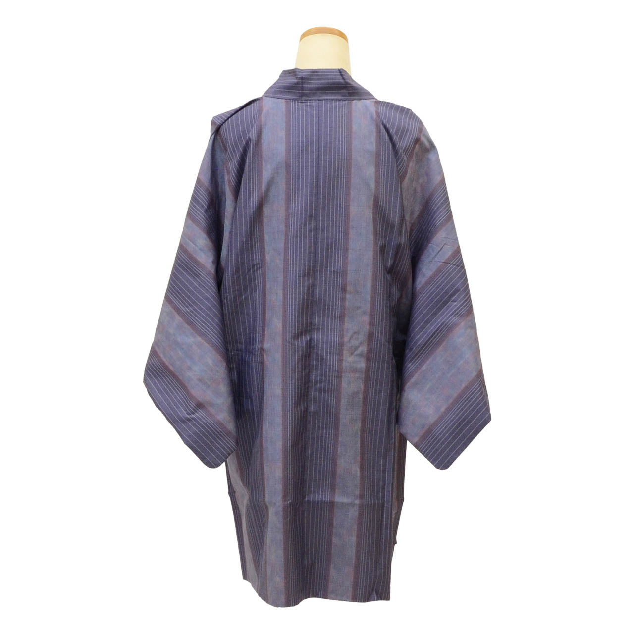 Vintage Japanese Kimono | Michiyuki Coat | Purple Silk Tsumugi | Stripe Pattern | Excellent | Sustainable | uu1835b
