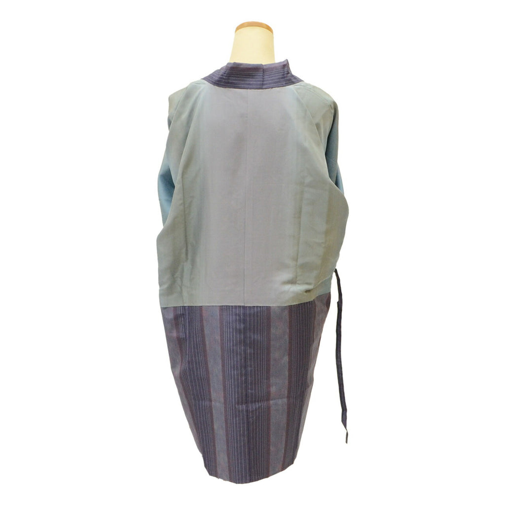 Vintage Japanese Kimono | Michiyuki Coat | Purple Silk Tsumugi | Stripe Pattern | Excellent | Sustainable | uu1835b