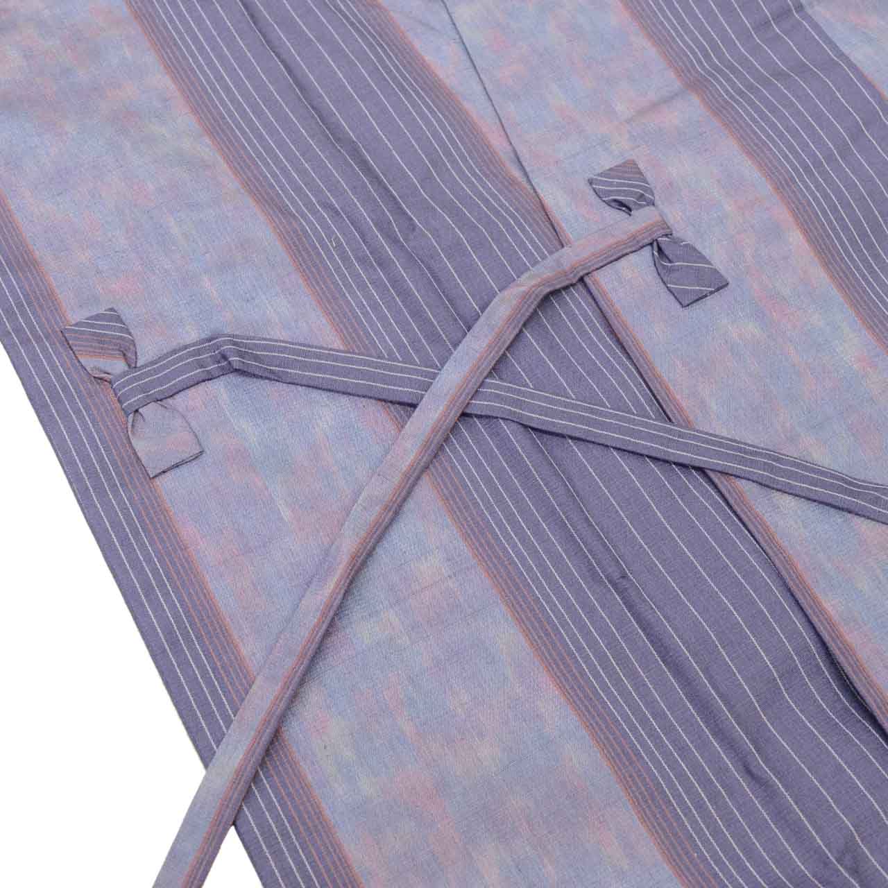 Vintage Japanese Kimono | Michiyuki Coat | Purple Silk Tsumugi | Stripe Pattern | Excellent | Sustainable | uu1835b