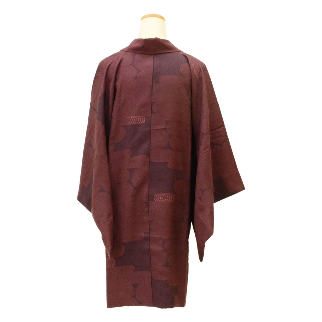 Vintage Japanese Kimono | Michiyuki Coat | Purple Red Silk | Kanze Water Pattern | Sustainable | uu1836b