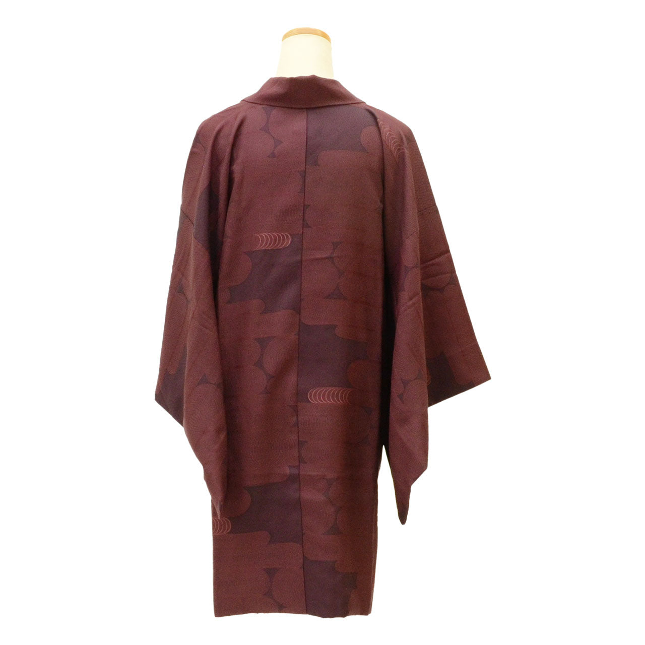 Vintage Japanese Kimono | Michiyuki Coat | Purple Red Silk | Kanze Water Pattern | Sustainable | uu1836b