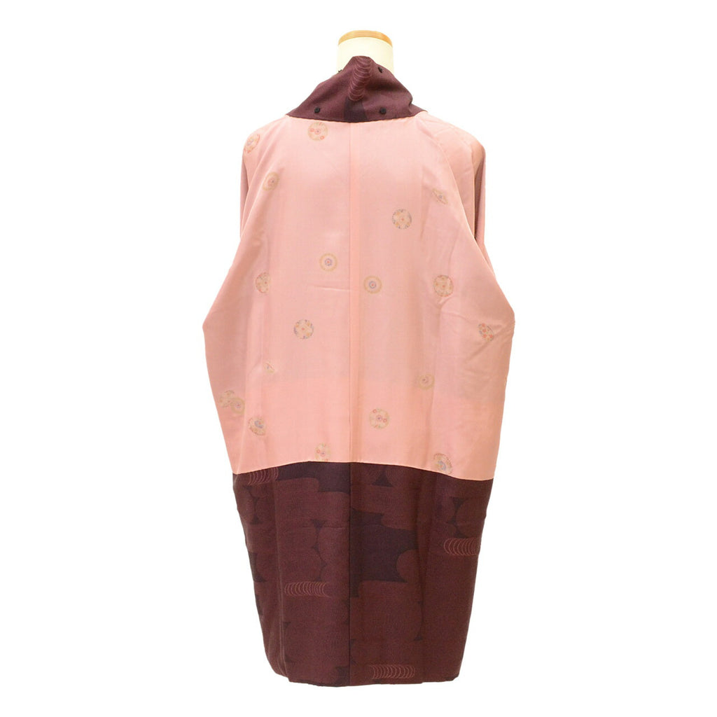 Vintage Japanese Kimono | Michiyuki Coat | Purple Red Silk | Kanze Water Pattern | Sustainable | uu1836b