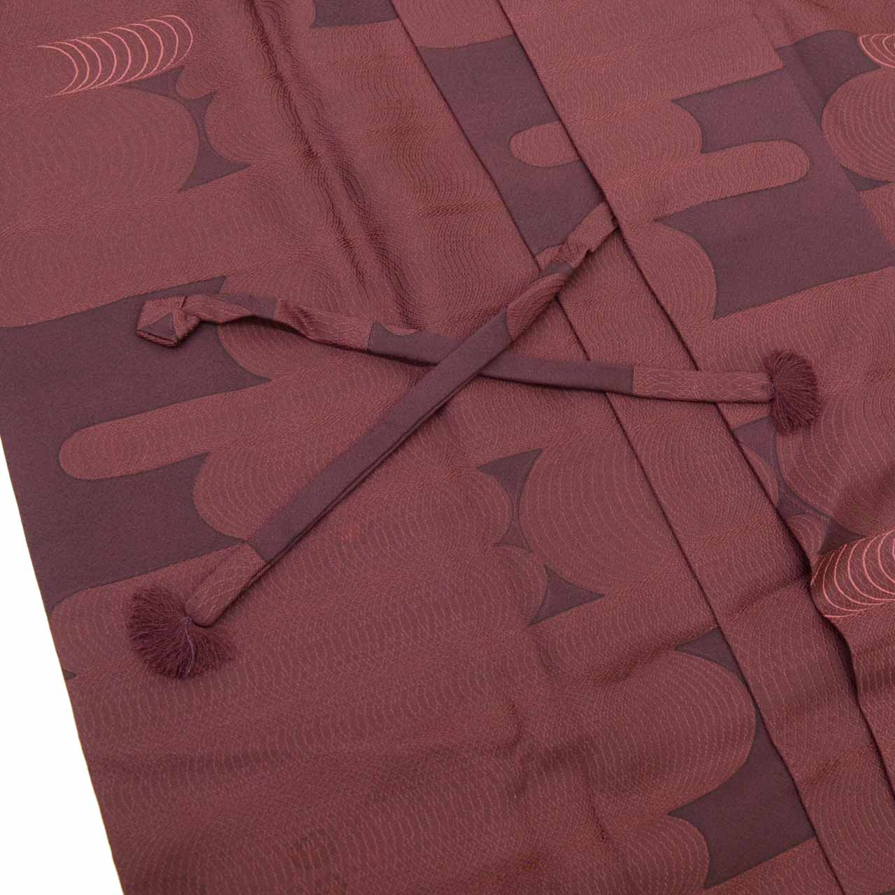 Vintage Japanese Kimono | Michiyuki Coat | Purple Red Silk | Kanze Water Pattern | Sustainable | uu1836b