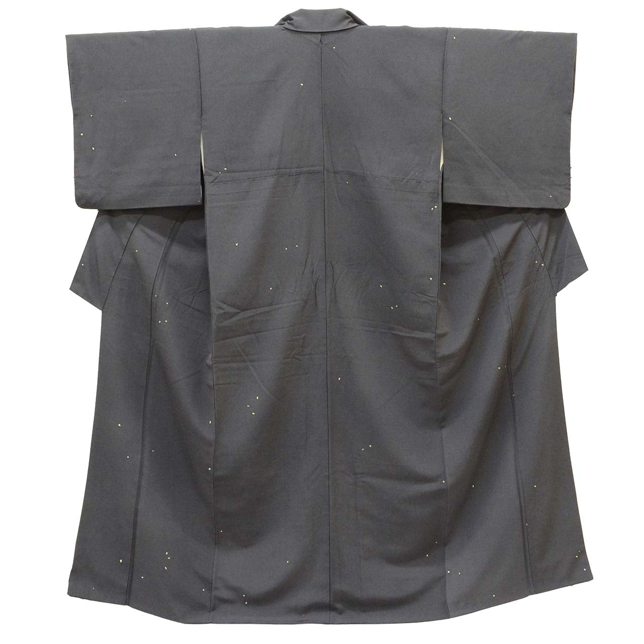 [Used] Recycled Kimono, Komon style, Pure Silk, Size S (Slightly Plus Size L), Excellent Condition, Length 155.0cm (61.0in), Sleeve Length 64.0cm (25.2in), Lined, Ready-made, Crepe fabric, Gray, Large and Small Arare pattern, Reused, uu1857b 