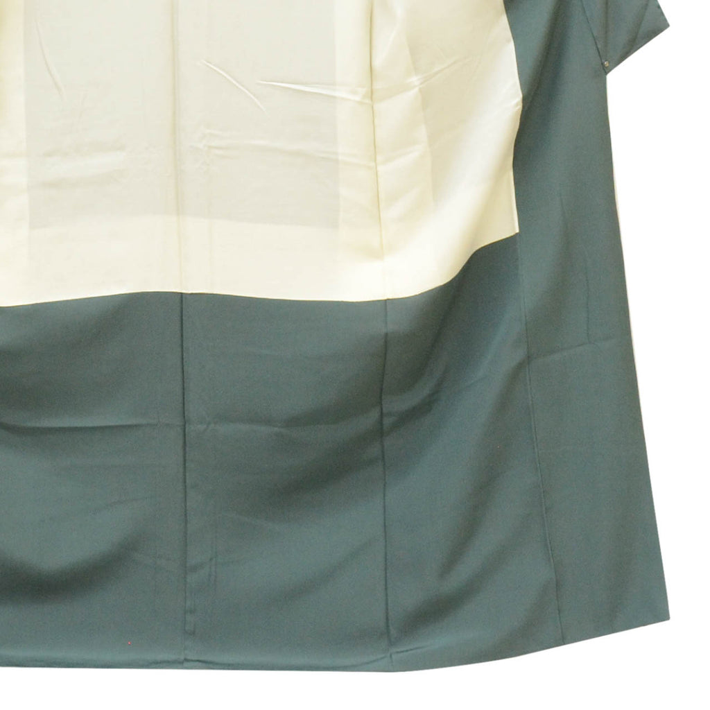 Vintage Japanese Kimono | Tsukesage | Green Silk | Floral | Gold Foil | One Crest | Size M | Sustainable | uu1858b