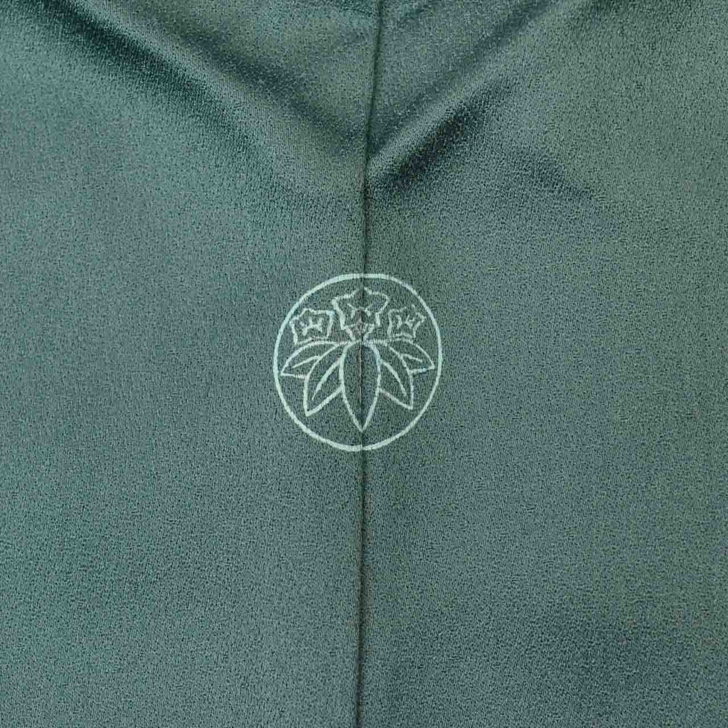 Vintage Japanese Kimono | Tsukesage | Green Silk | Floral | Gold Foil | One Crest | Size M | Sustainable | uu1858b