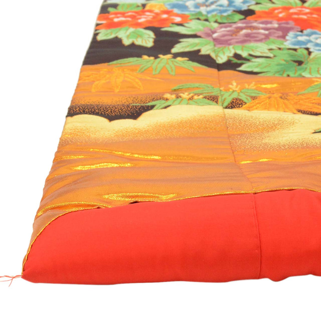 [Used] Recycled Kimono, Irouchikake (Wedding Kimono), Pure Silk, Sleeve Length 67.0cm (26.4in), Body Length 194.0cm (76.4in), Size L, Red, Crane Pattern Embroidery, Tang Weave, Gold Leaf, uu1889b 