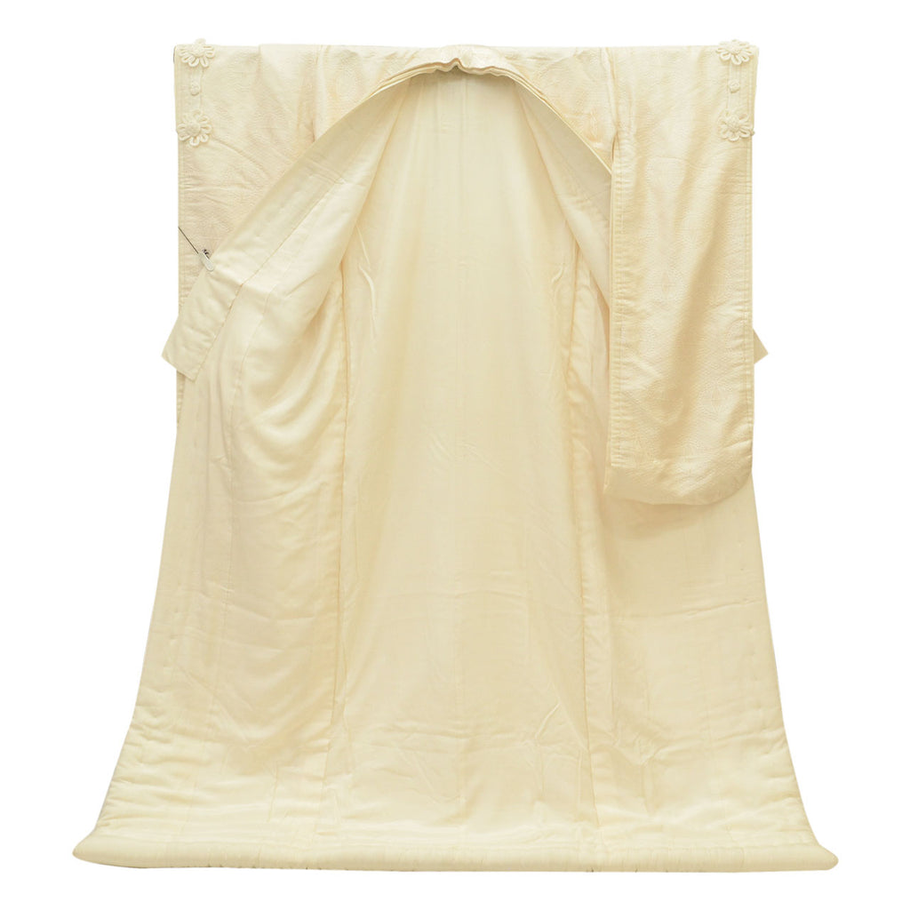 Vintage Japanese Kimono | Shiromuku | White Silk | Butterfly Diamond | Junihitoe Style | Kara-ori | Tall Size LL | Sustainable | uu1892b