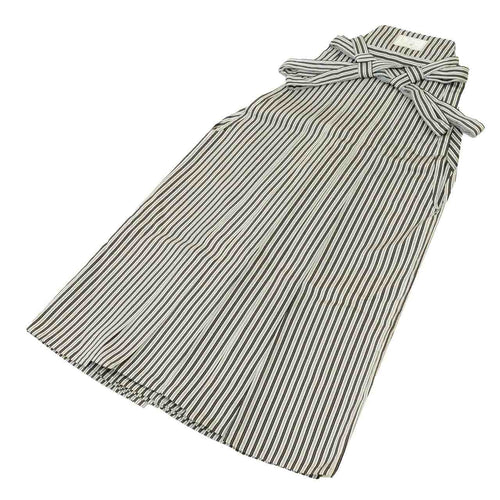 [Used] Men's Hakama (traditional Japanese trousers) - Single Item - Pure Silk - Recycled - Gray with Stripe Pattern - Andon Hakama (traditional Japanese trousers) - Men's Kimono/Hakama - uu1895b 