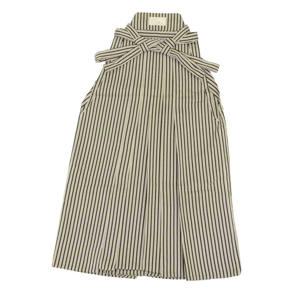 [Used] Men's Hakama (traditional Japanese trousers) - Single Item - Pure Silk - Recycled - Gray with Stripe Pattern - Andon Hakama (traditional Japanese trousers) - Men's Kimono/Hakama - uu1895b 