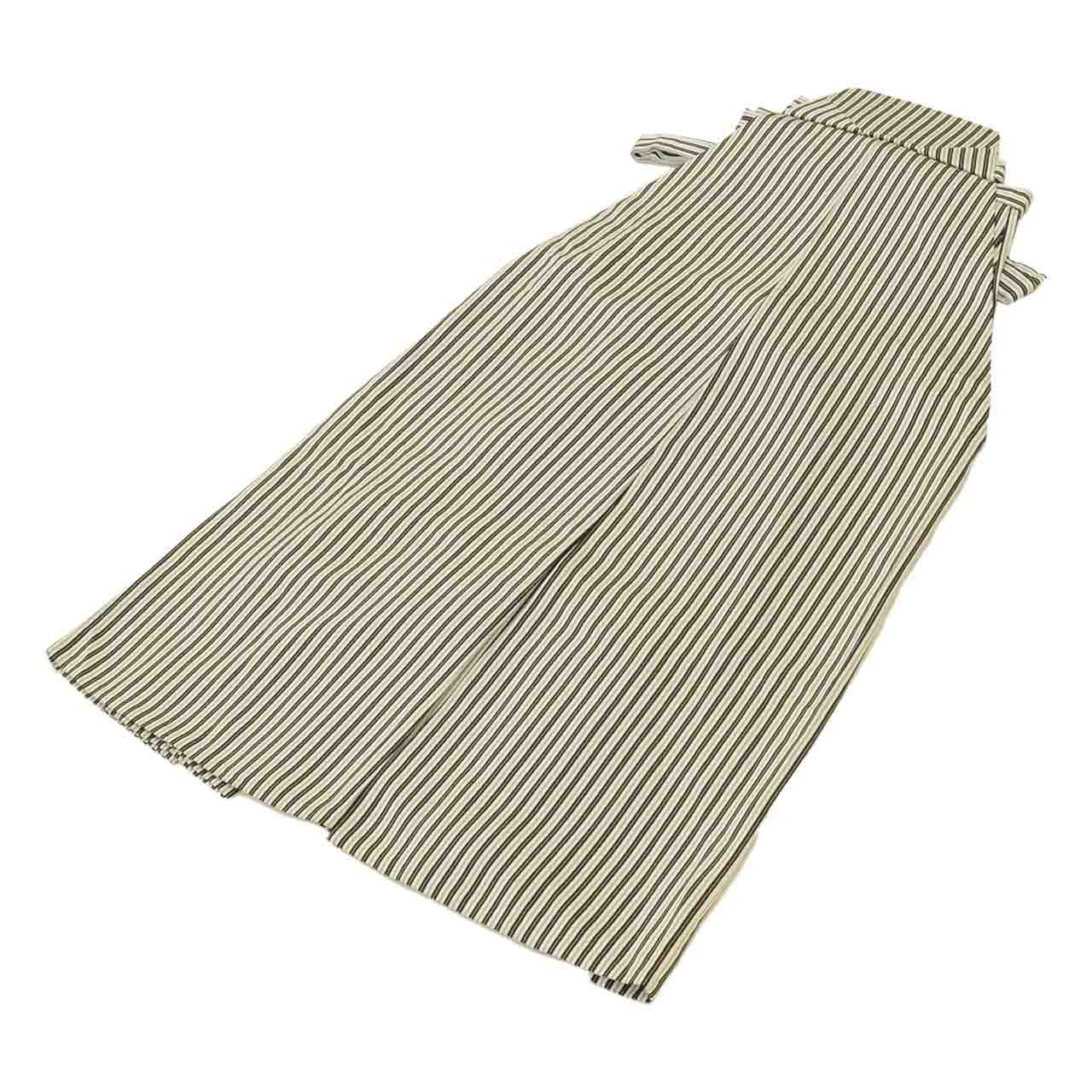 [Used] Men's Hakama (traditional Japanese trousers) - Single Item - Pure Silk - Recycled - Gray with Stripe Pattern - Andon Hakama (traditional Japanese trousers) - Men's Kimono/Hakama - uu1895b 